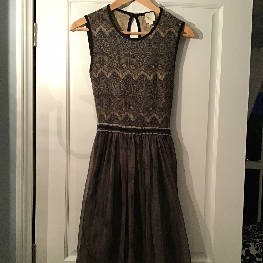 Anthropologie black lace and tulle dress
